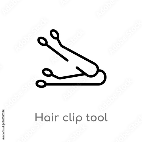 outline hair clip tool vector icon. isolated black simple line element illustration from woman clothing concept. editable vector stroke hair clip tool icon on white background