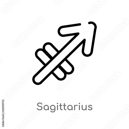 outline sagittarius vector icon. isolated black simple line element illustration from zodiac concept. editable vector stroke sagittarius icon on white background