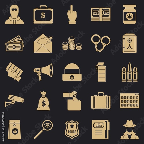 Criminal offence icons set. Simple set of 25 criminal offence vector icons for web for any design