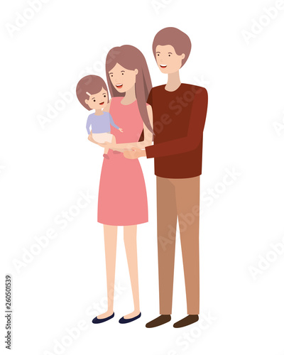 couple of parents with daughter avatar charactar