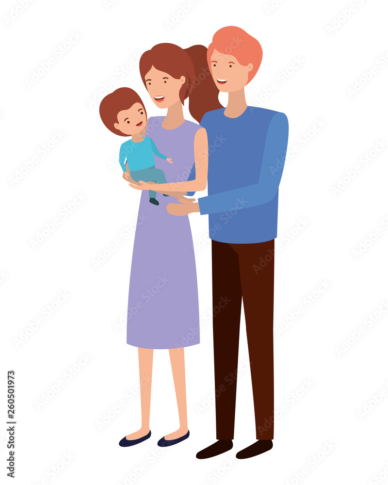 couple of parents with son avatar character couple of parents with son avatar character