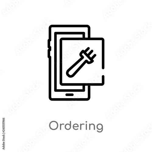 outline ordering vector icon. isolated black simple line element illustration from fast food concept. editable vector stroke ordering icon on white background