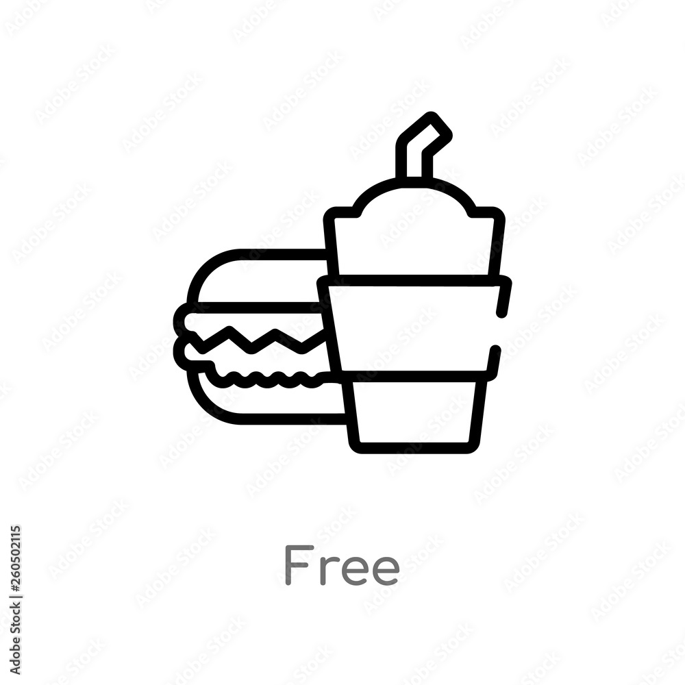 outline free vector icon. isolated black simple line element illustration from fast food concept. editable vector stroke free icon on white background outline free vector icon. isolated black simple line element illustration from fast food concept. editable vector stroke free icon on white background