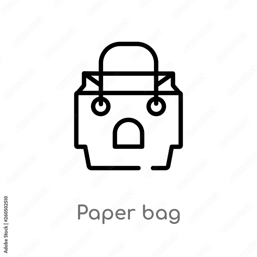 outline paper bag vector icon. isolated black simple line element illustration from fast food concept. editable vector stroke paper bag icon on white background outline paper bag vector icon. isolated black simple line element illustration from fast food concept. editable vector stroke paper bag icon on white background