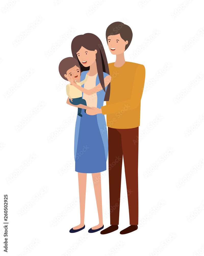 couple of parents with son avatar character