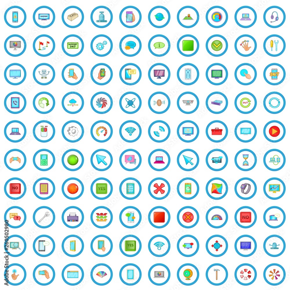 100 settings icons set in cartoon style for any design vector illustration 100 settings icons set in cartoon style for any design vector illustration