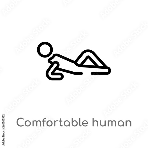 outline comfortable human vector icon. isolated black simple line element illustration from feelings concept. editable vector stroke comfortable human icon on white background