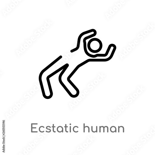 outline ecstatic human vector icon. isolated black simple line element illustration from feelings concept. editable vector stroke ecstatic human icon on white background
