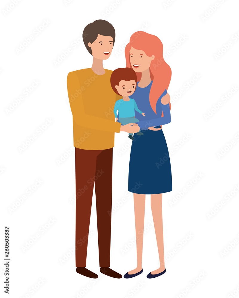 couple of parents with son avatar character