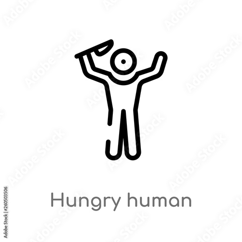outline hungry human vector icon. isolated black simple line element illustration from feelings concept. editable vector stroke hungry human icon on white background