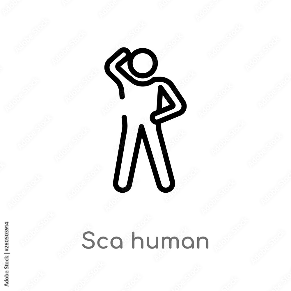 outline sca human vector icon. isolated black simple line element illustration from feelings concept. editable vector stroke sca human icon on white background outline sca human vector icon. isolated black simple line element illustration from feelings concept. editable vector stroke sca human icon on white background