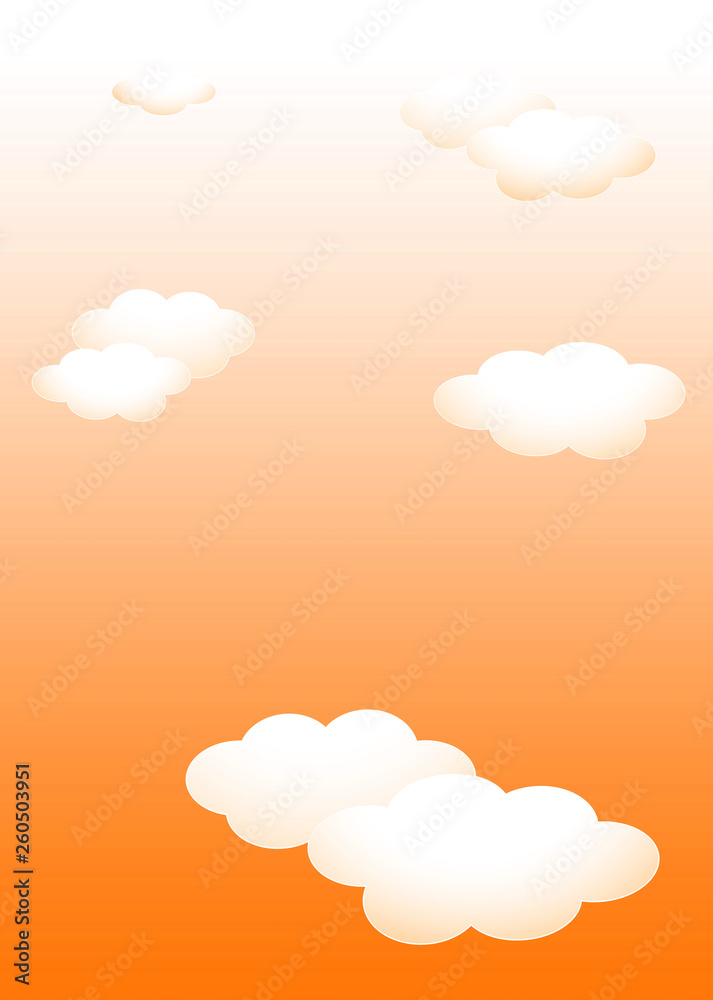 背景素材 テンプレート：夕焼け空 白い雲 template