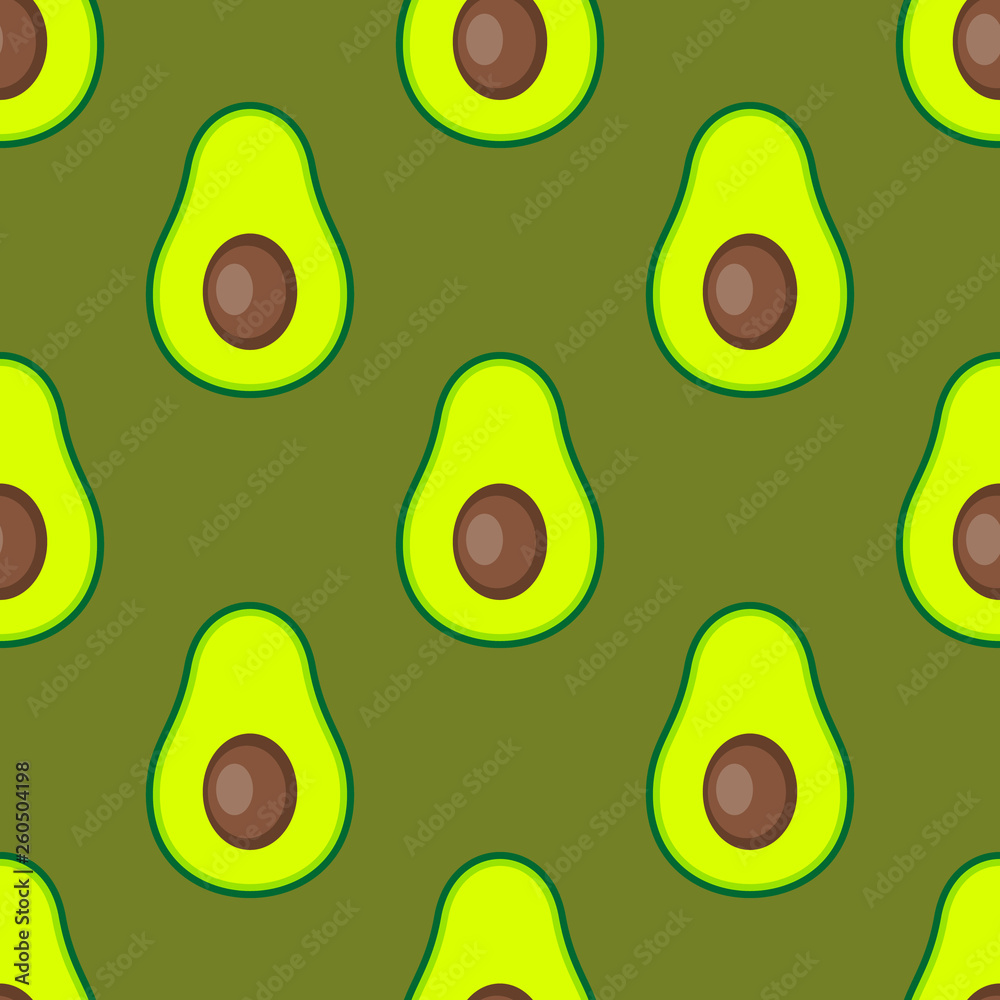 Seamless pattern with avocado on green background. Vector illustration Seamless pattern with avocado on green background. Vector illustration