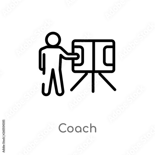 outline coach vector icon. isolated black simple line element illustration from football concept. editable vector stroke coach icon on white background