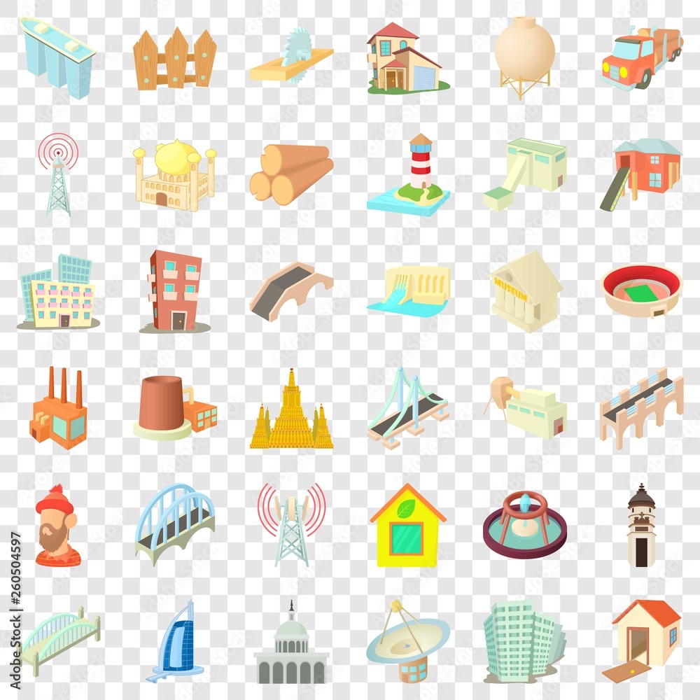 Construction icons set. Cartoon style of 36 construction vector icons for web for any design