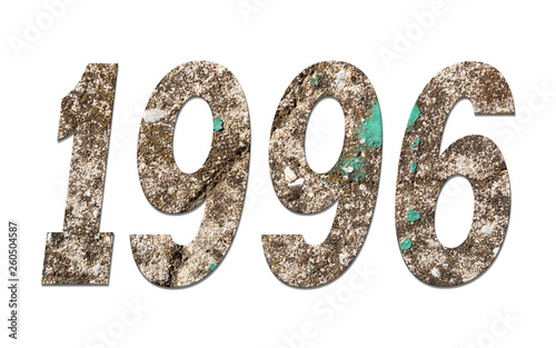 Year 1996  with old concrete wall on white background