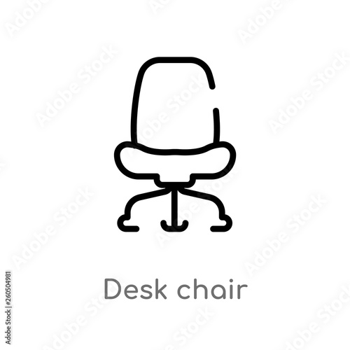 outline desk chair vector icon. isolated black simple line element illustration from furniture & household concept. editable vector stroke desk chair icon on white background