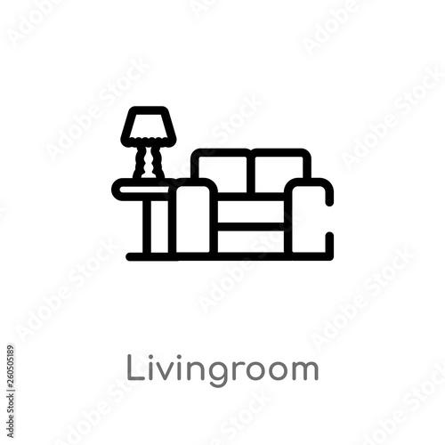 outline livingroom vector icon. isolated black simple line element illustration from furniture and household concept. editable vector stroke livingroom icon on white background