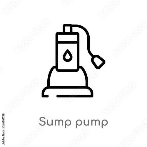 outline sump pump vector icon. isolated black simple line element illustration from furniture and household concept. editable vector stroke sump pump icon on white background