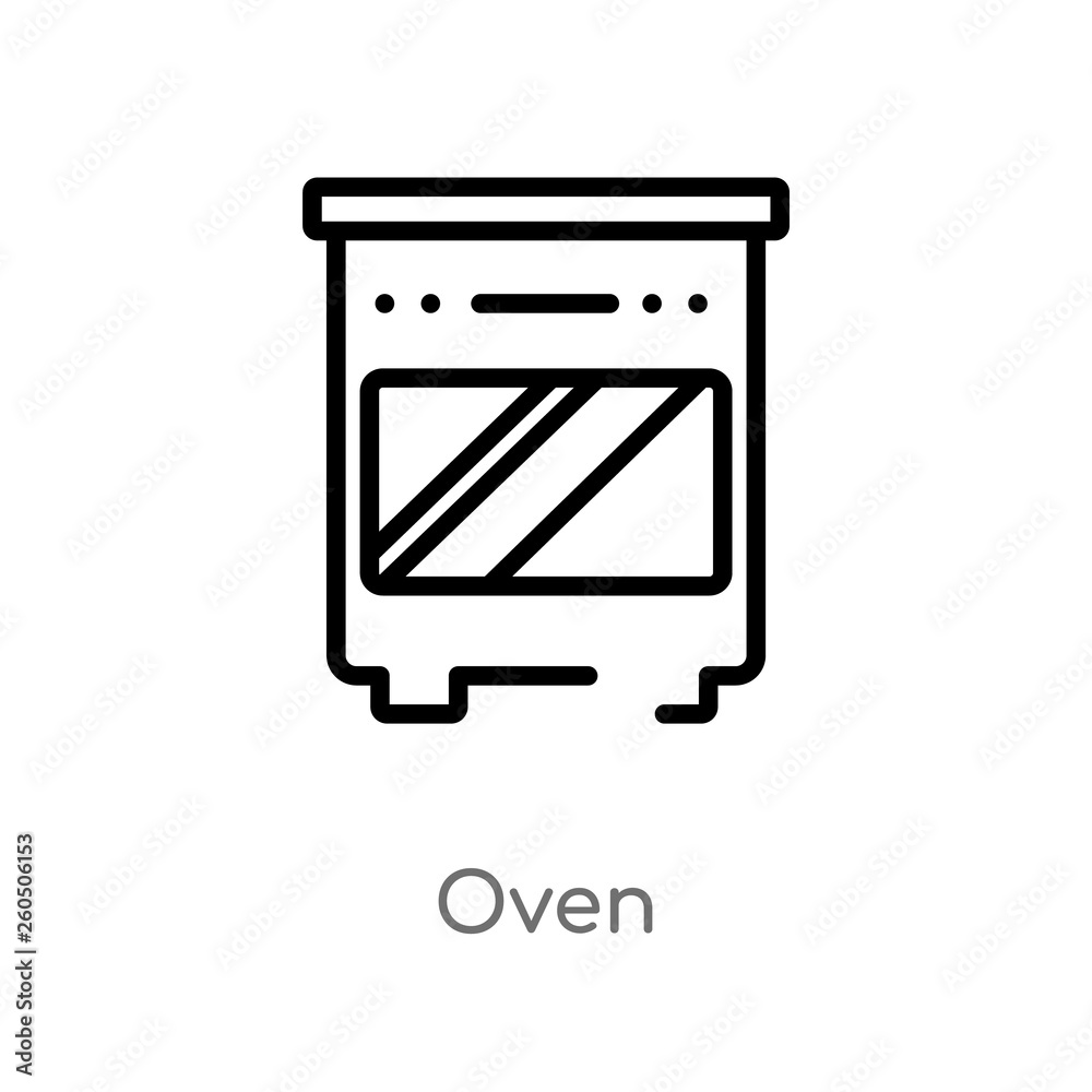 outline oven vector icon. isolated black simple line element illustration from furniture concept. editable vector stroke oven icon on white background outline oven vector icon. isolated black simple line element illustration from furniture concept. editable vector stroke oven icon on white background