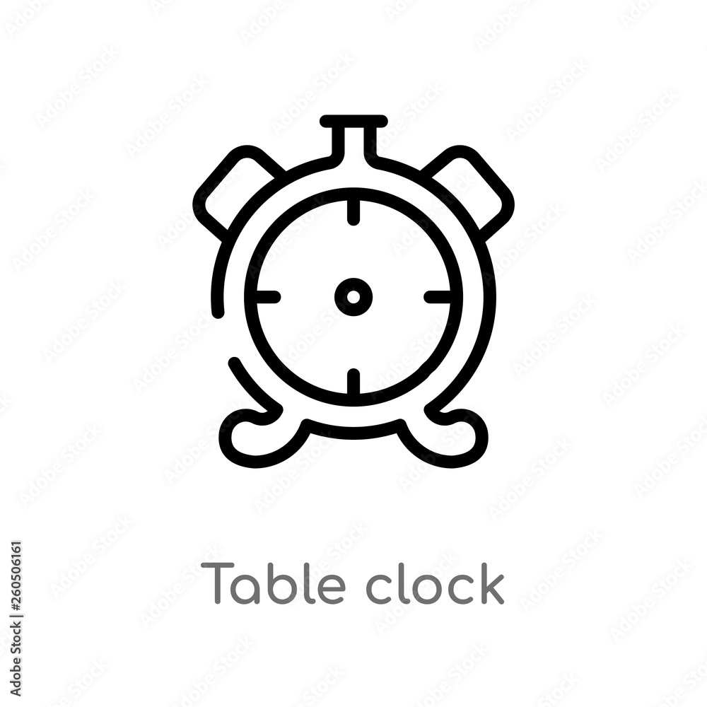 outline table clock vector icon. isolated black simple line element illustration from furniture concept. editable vector stroke table clock icon on white background outline table clock vector icon. isolated black simple line element illustration from furniture concept. editable vector stroke table clock icon on white background