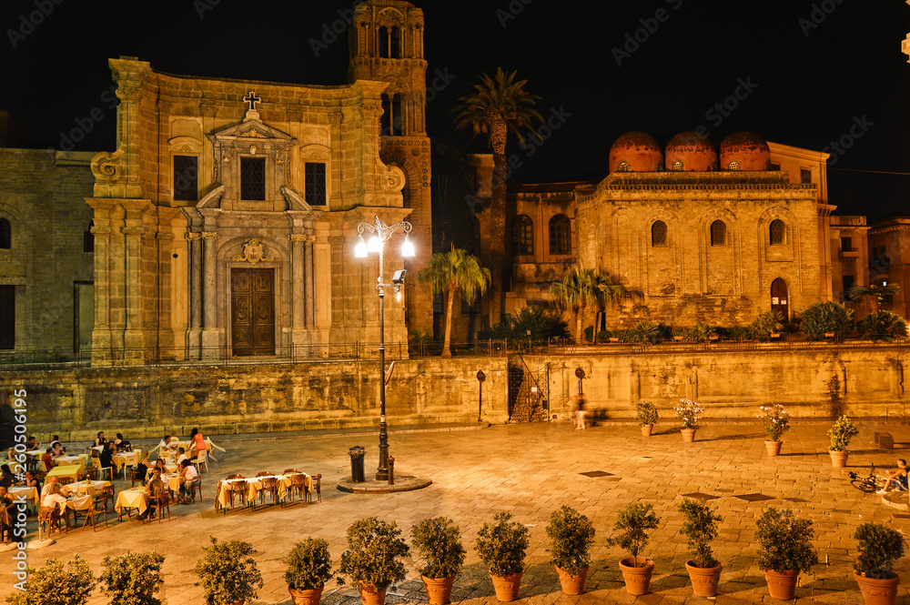 A square in Palermo on a summer evening