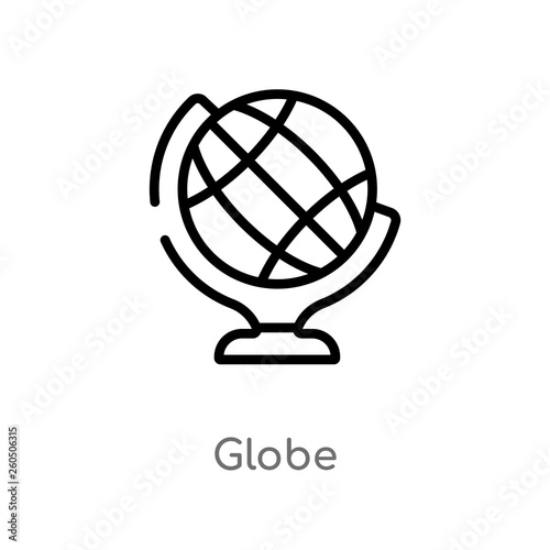 outline globe vector icon. isolated black simple line element illustration from furniture concept. editable vector stroke globe icon on white background