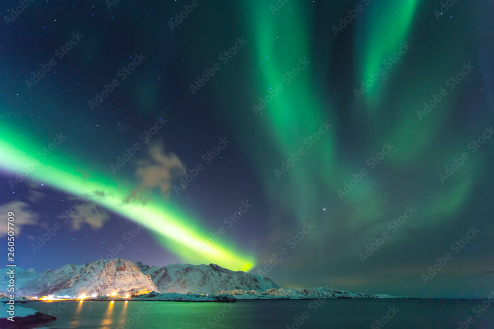 Northern lights in Norway in the Lofoten Islands
