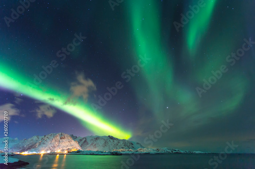 Northern lights in Norway in the Lofoten Islands © varenyk