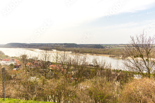 Panoramic view from the top. Houses  hills and valley. Kazimierz Dolny is a medieval city over the Vistula.