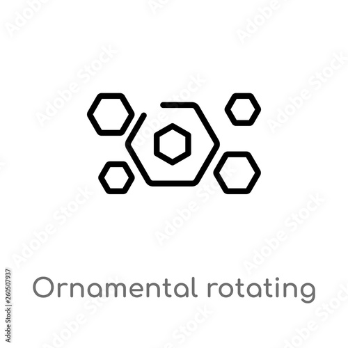 outline ornamental rotating polygonal vector icon. isolated black simple line element illustration from geometry concept. editable vector stroke ornamental rotating polygonal icon on white