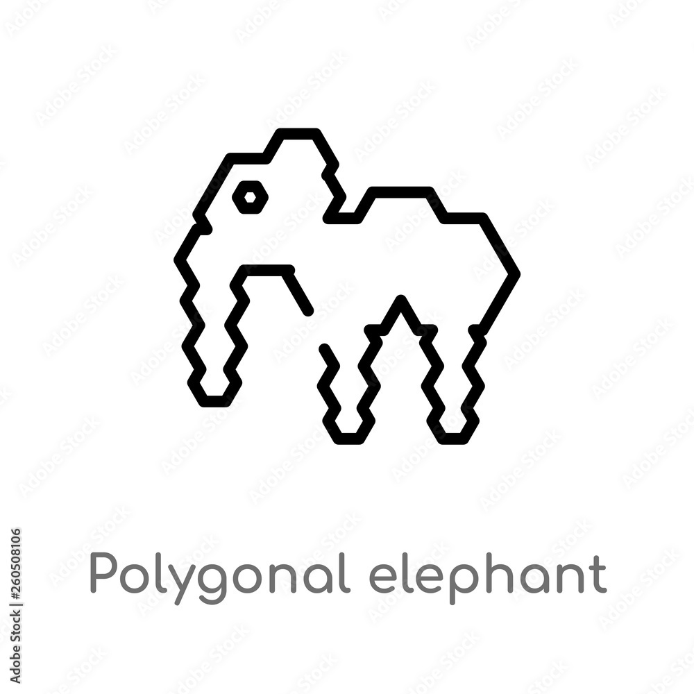 outline polygonal elephant vector icon. isolated black simple line element illustration from geometry concept. editable vector stroke polygonal elephant icon on white background