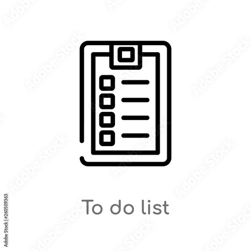 outline to do list vector icon. isolated black simple line element illustration from gym and fitness concept. editable vector stroke to do list icon on white background