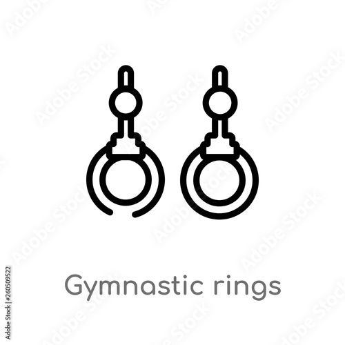 outline gymnastic rings vector icon. isolated black simple line element illustration from gym and fitness concept. editable vector stroke gymnastic rings icon on white background