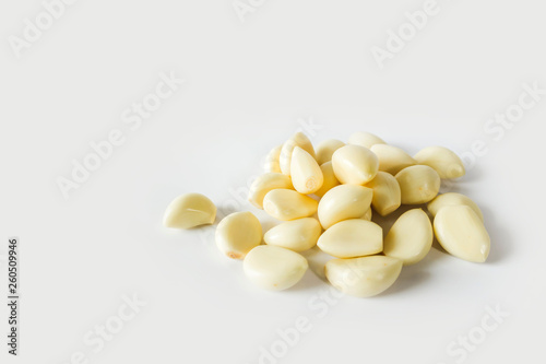 Garlic cloves on the white color background