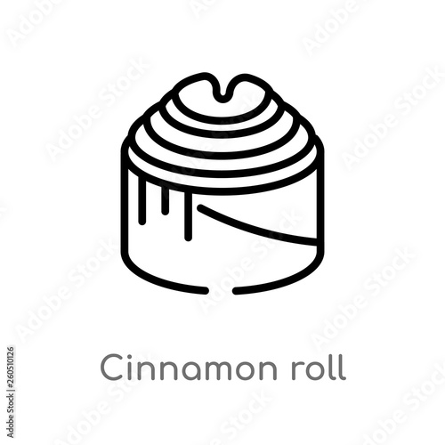 outline cinnamon roll vector icon. isolated black simple line element illustration from hotel and restaurant concept. editable vector stroke cinnamon roll icon on white background