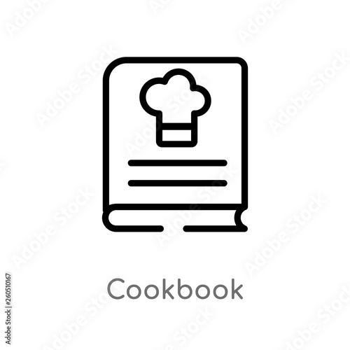 outline cookbook vector icon. isolated black simple line element illustration from hotel and restaurant concept. editable vector stroke cookbook icon on white background