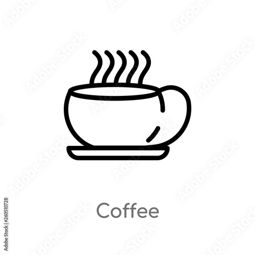 outline coffee vector icon. isolated black simple line element illustration from hotel concept. editable vector stroke coffee icon on white background