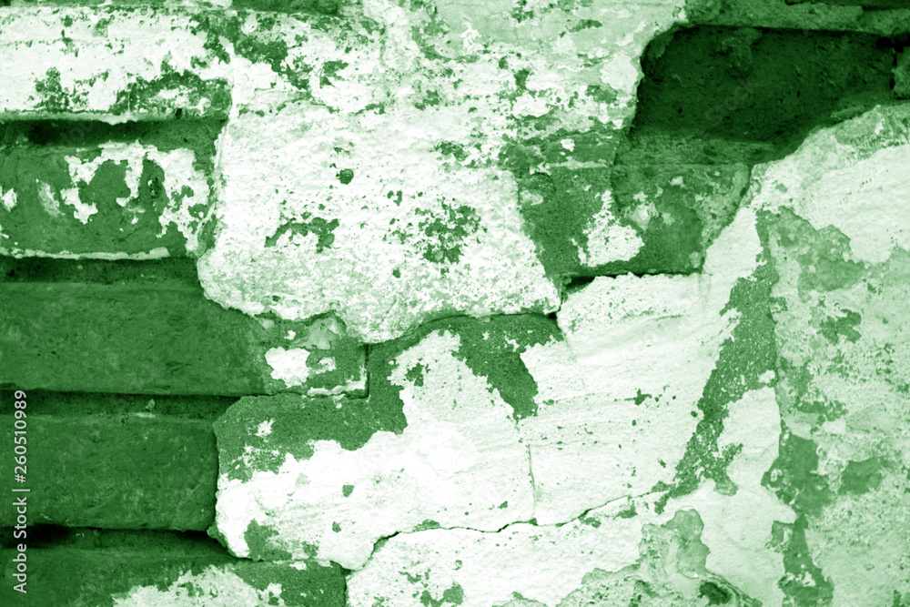 Obraz premium Old grungy brick wall texture in green tone.