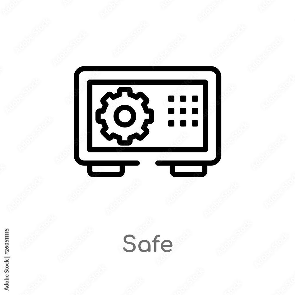 outline safe vector icon. isolated black simple line element illustration from hotel concept. editable vector stroke safe icon on white background outline safe vector icon. isolated black simple line element illustration from hotel concept. editable vector stroke safe icon on white background
