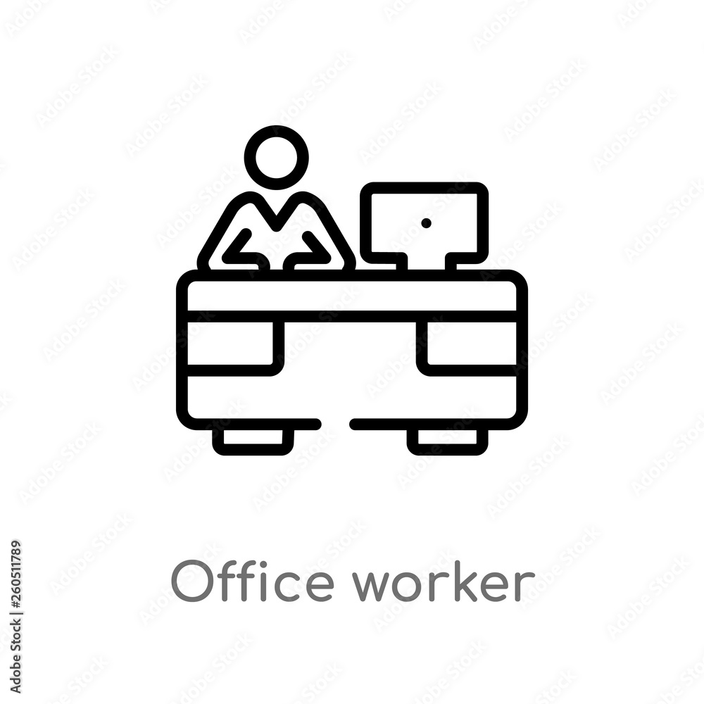 outline office worker vector icon. isolated black simple line element illustration from humans concept. editable vector stroke office worker icon on white background outline office worker vector icon. isolated black simple line element illustration from humans concept. editable vector stroke office worker icon on white background