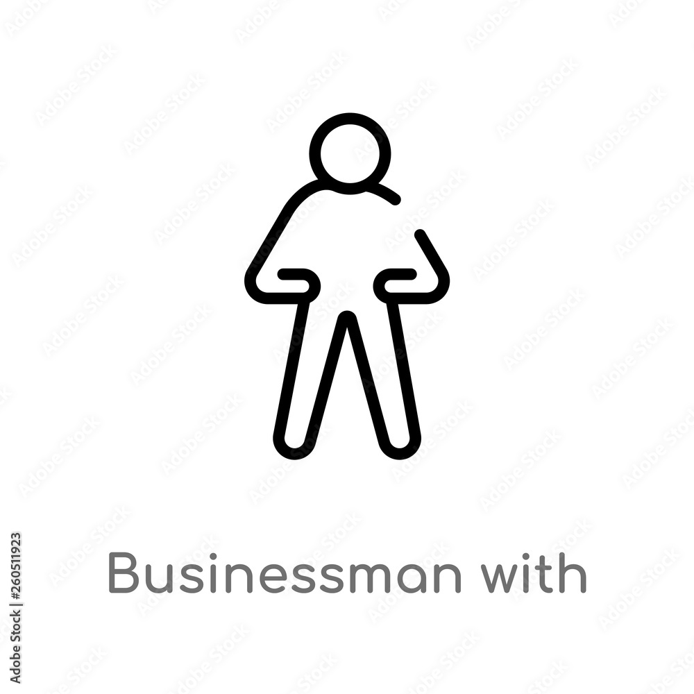 Fototapeta premium outline businessman with tie vector icon. isolated black simple line element illustration from humans concept. editable vector stroke businessman with tie icon on white background