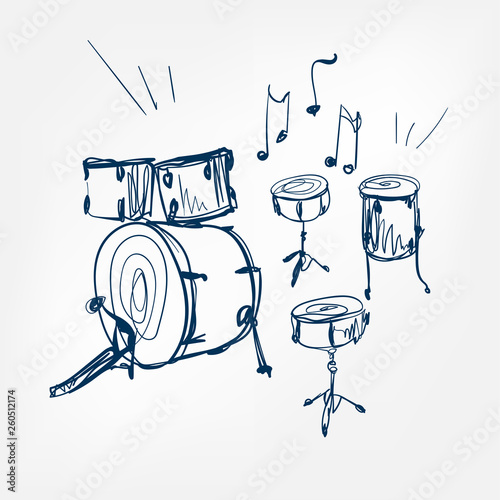 drum set sketch vector illustration isolated design element