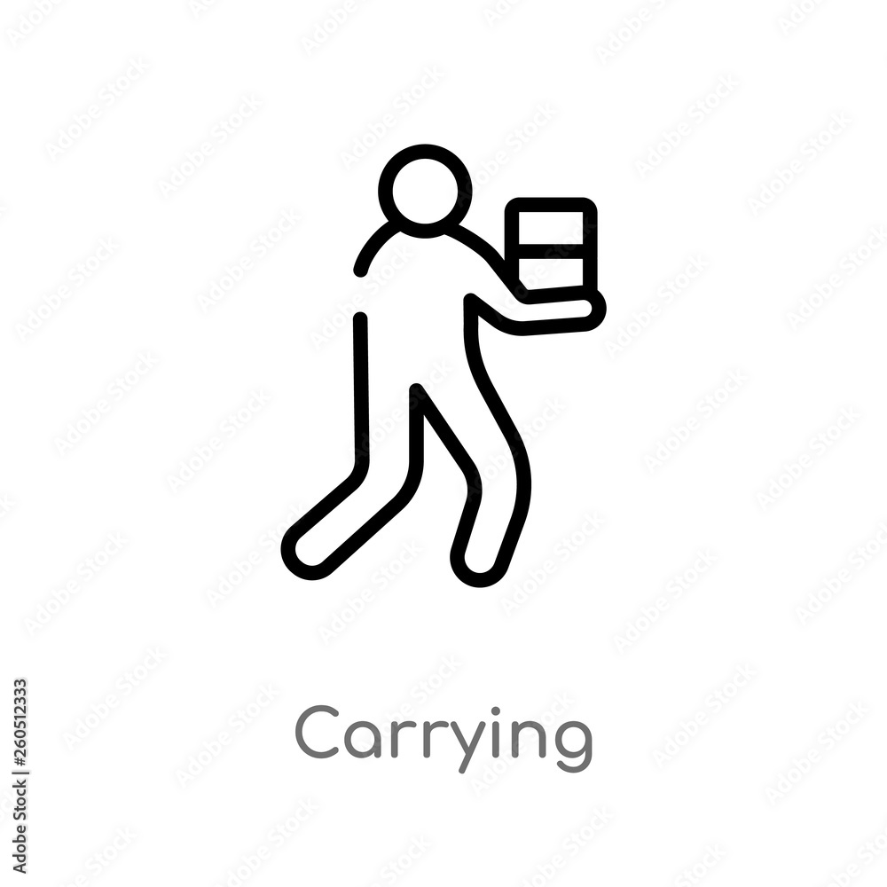 outline carrying vector icon. isolated black simple line element illustration from humans concept. editable vector stroke carrying icon on white background