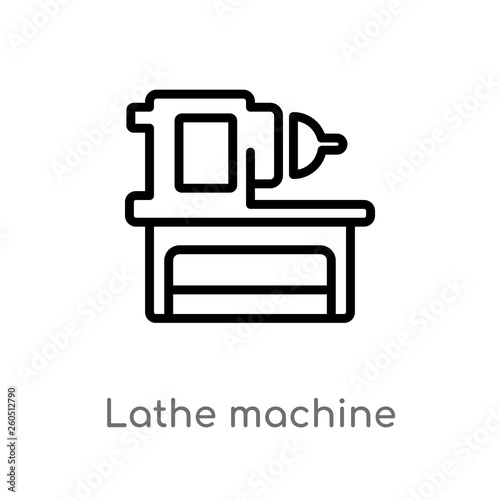 outline lathe machine vector icon. isolated black simple line element illustration from industry concept. editable vector stroke lathe machine icon on white background