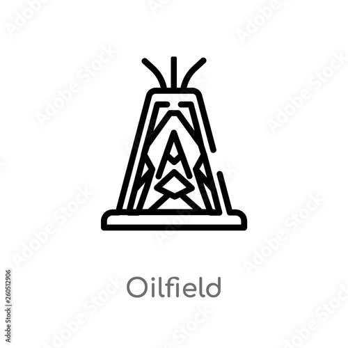 outline oilfield vector icon. isolated black simple line element illustration from industry concept. editable vector stroke oilfield icon on white background
