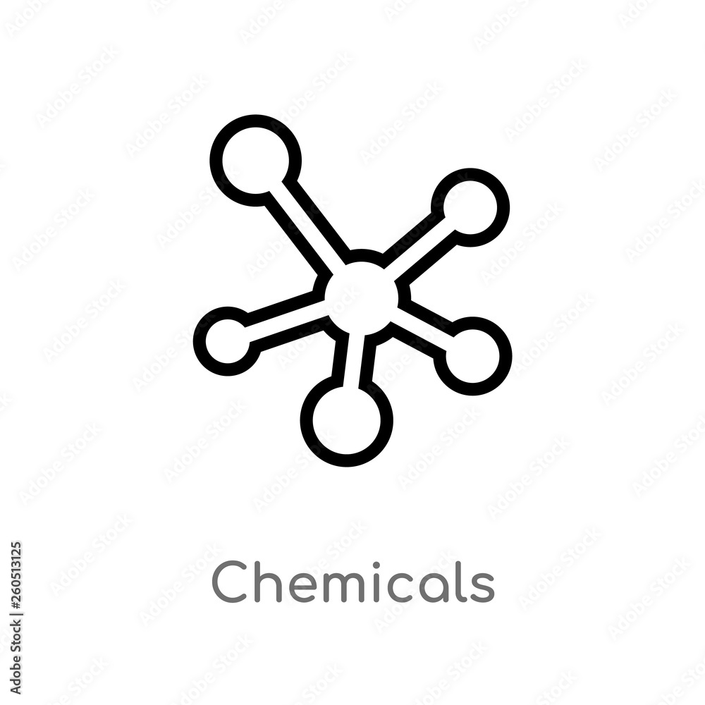 outline chemicals vector icon. isolated black simple line element illustration from industry concept. editable vector stroke chemicals icon on white background outline chemicals vector icon. isolated black simple line element illustration from industry concept. editable vector stroke chemicals icon on white background