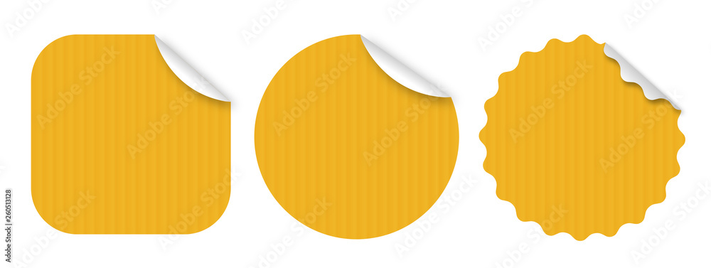Etiquettes kraft jaunes / 3 formes - Vecteur	