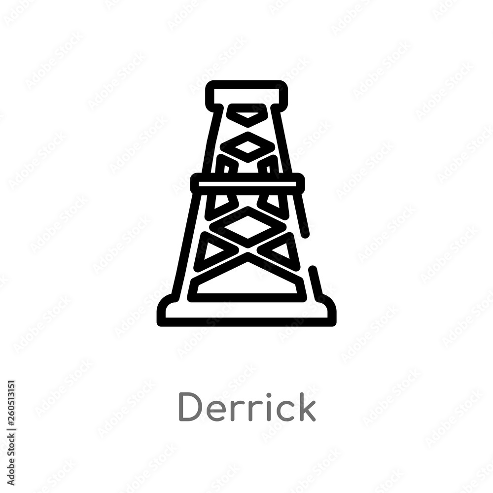outline derrick vector icon. isolated black simple line element illustration from industry concept. editable vector stroke derrick icon on white background