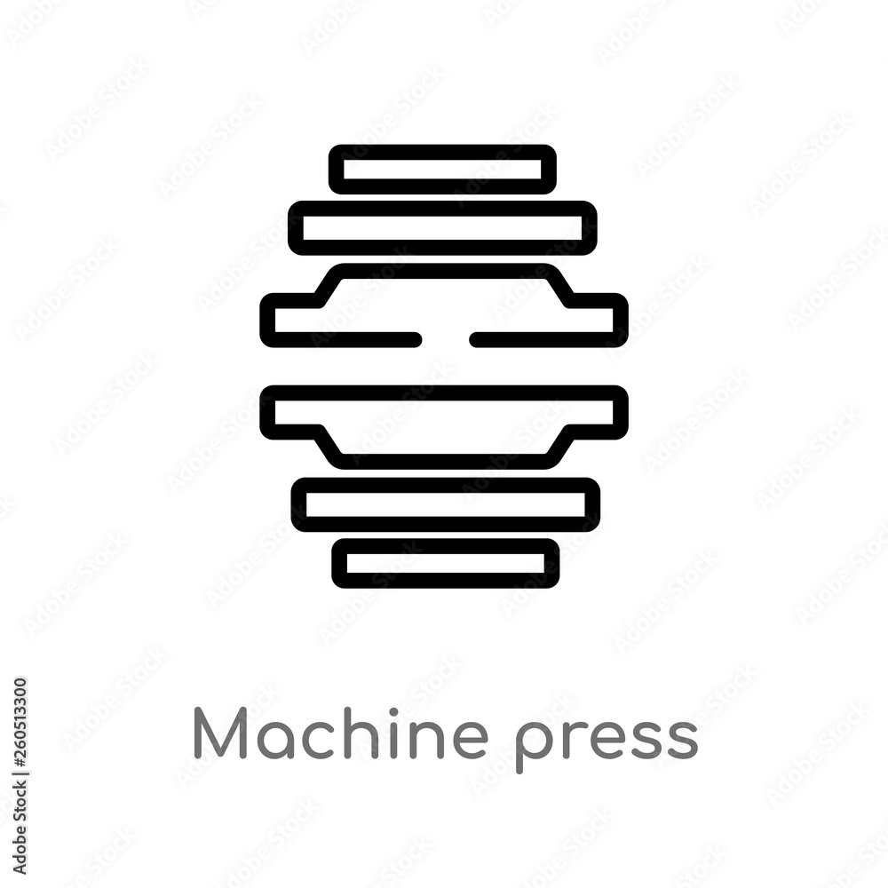 outline machine press vector icon. isolated black simple line element illustration from industry concept. editable vector stroke machine press icon on white background